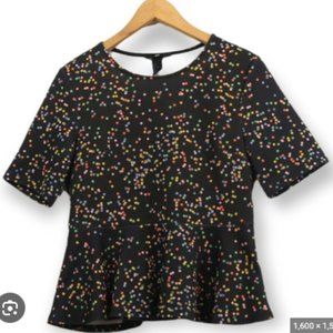 H&M Black Polka Dot Peplum Blouse